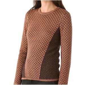Rag & Bone Amanda Sweater Womens Large Copper Metallic Knit Geometric Designer